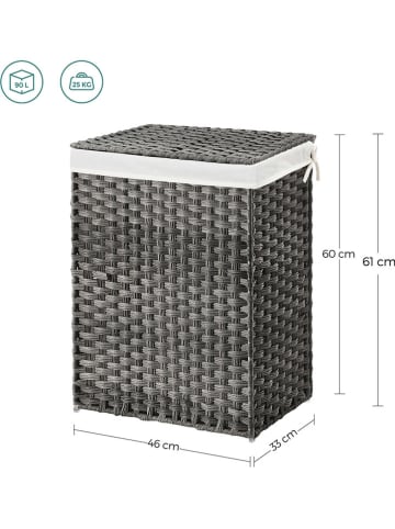 Songmics Wäschekorb in Anthrazit - (B)45,5 x (H)61 x (T)32 cm