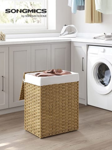 Songmics Wäschekorb in Hellbraun/ Weiß - (B)46 x (H)60 x (T)33 cm