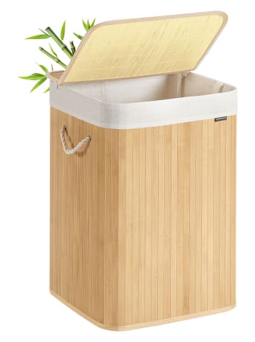 Songmics Kosz w kolorze jasnobrązowo-białym na pranie - 40 x 61 x 40 cm