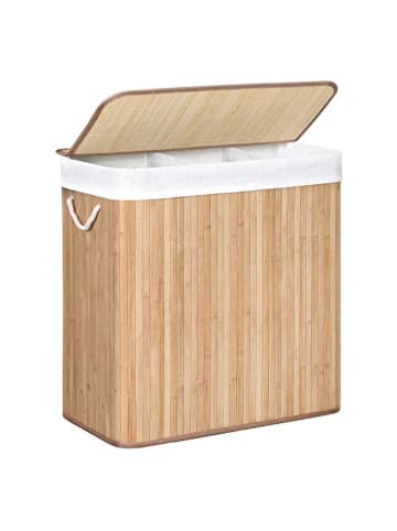 Songmics Wäschekorb in Hellbraun/ Weiß - (B)60 x (H)61,5 x (T)40 cm