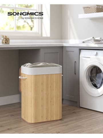 Songmics Wäschekorb in Hellbraun/ Weiß - (B)40 x (H)61 x (T)30 cm