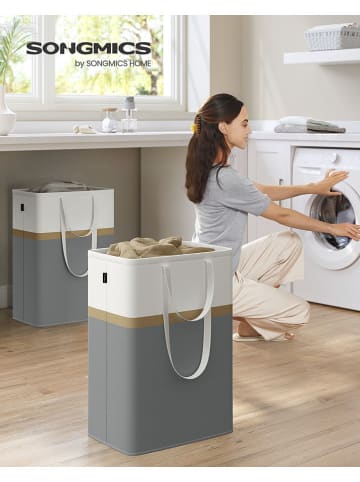 Songmics 2er-Set: Wäschekörbe in Dunkelgrau/ Weiß - (B)40 x (H)65 x (T)30 cm