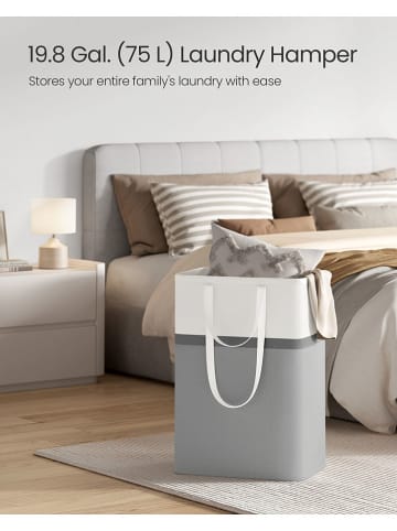 Songmics 2-delige set: wasmanden grijs/wit - (B)40 x (H)65 x (D)30 cm