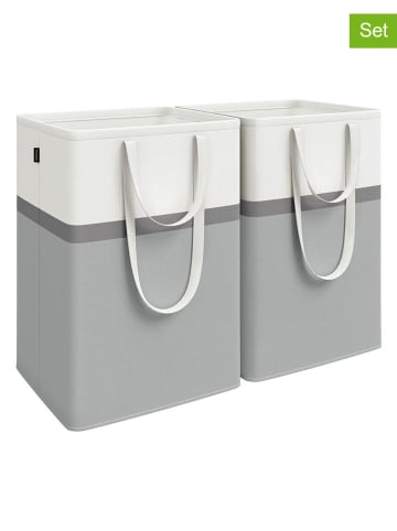 Songmics 2-delige set: wasmanden grijs/wit - (B)45 x (H)65 x (D)40 cm