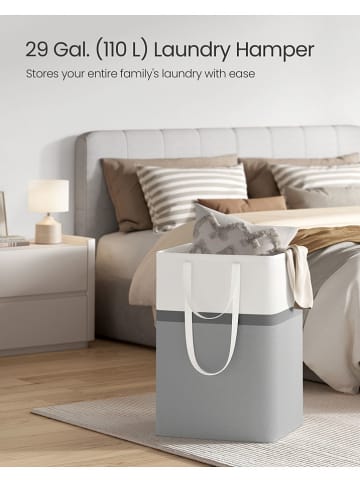 Songmics 2er-Set: Wäschekörbe in Grau/ Weiß - (B)45 x (H)65 x (T)40 cm