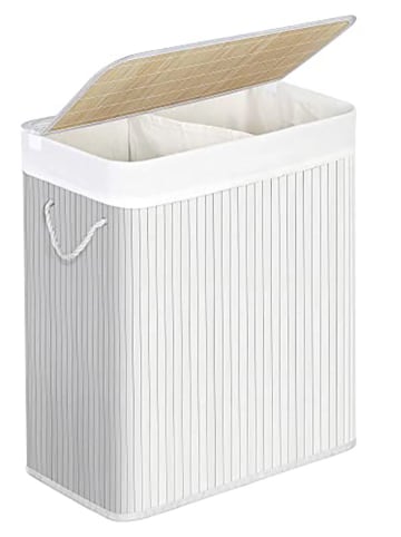 Songmics Kosz w kolorze biało-jasnobrązowym na pranie - 51,5 x 60,5 x 31,5 cm