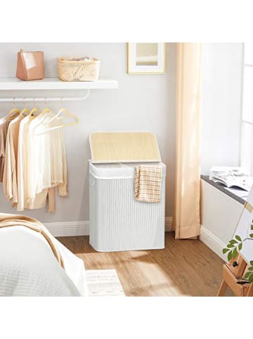 Songmics Wasmand wit/lichtbruin - (B)51,5 x (H)60,5 x (D)31,5 cm