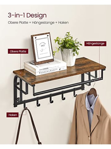 Songmics Garderobe in Braun/ Schwarz - (B)66 x (H)27 x (T)30 cm