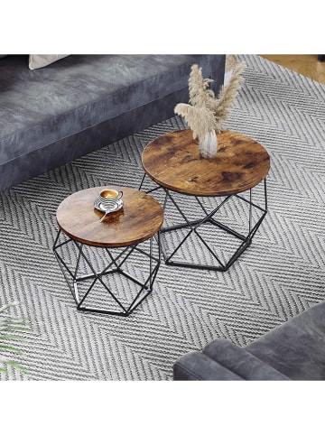 Songmics 2-delige set: bijzettafels bruin/zwart