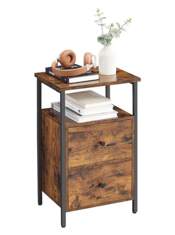 Songmics Nachttisch in Braun/ Schwarz - (B)38 x (H)60 x (T)28 cm