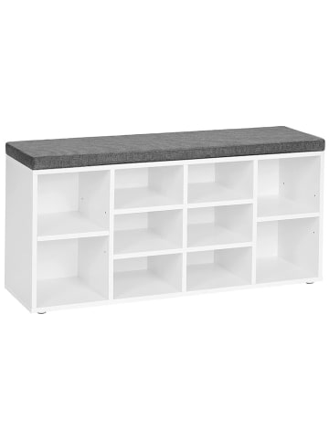 Songmics Schuhbank in Weiß/ Grau - (B)104 x (H)48 x (T)30 cm