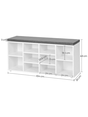 Songmics Schoenenbank wit/grijs - (B)104 x (H)48 x (D)30 cm