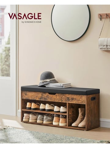 Songmics Schoenenbank bruin/zwart - (B)100 x (H)44 x (D)30 cm