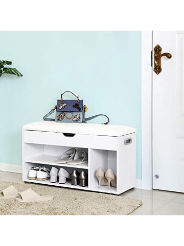 Songmics Ławka w kolorze białym na buty - 80 x 44 x 30 cm