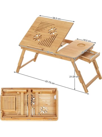 Songmics Laptoptisch in Hellbraun - (B)55 x (H)29 x (T)35 cm