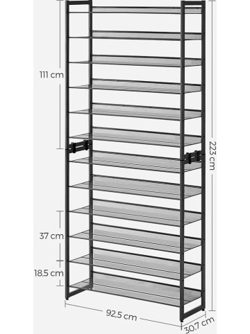 Songmics Schuhregal in Schwarz - (B)92,5 x (H)223 x (T)30,7 cm