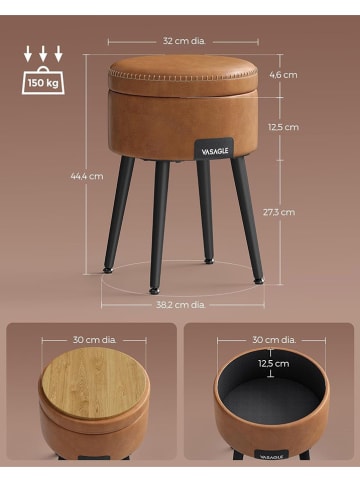 Songmics Aufbewahrungshocker in Hellbraun - (H)44,4 x Ø 32 cm