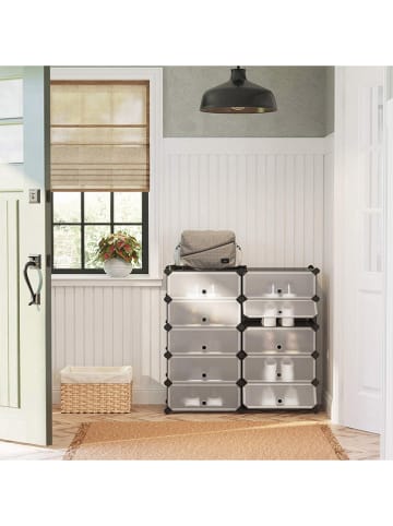 Songmics Schoenenkast transparant/antraciet - (B)43 x (H)173 x (D)31 cm