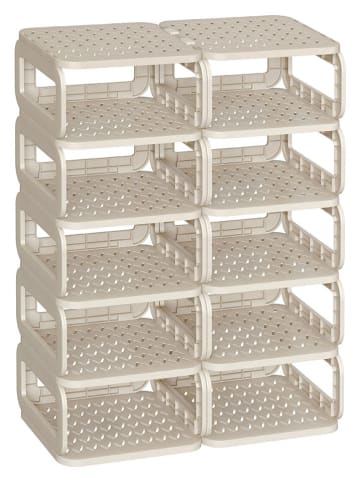 Songmics Pudełka (10 szt.) w kolorze beżowym na buty - 30 x 84 x 61 cm