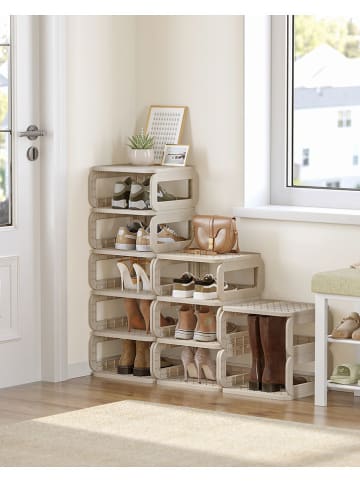 Songmics Pudełka (10 szt.) w kolorze beżowym na buty - 30 x 84 x 61 cm