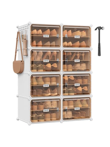 Songmics Szafka w kolorze biało-jasnobrązowym na buty - 95 x 125,5 x 32 cm