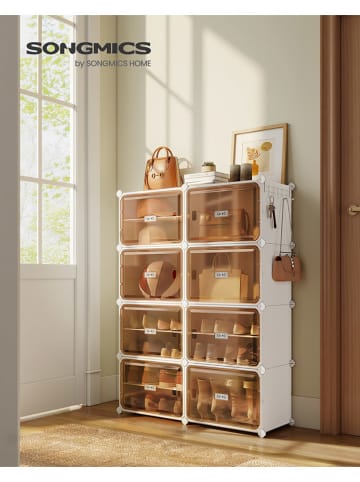 Songmics Schuhschrank in Weiß/ Hellbraun - (B)95 x (H)125,5 x (T)32 cm