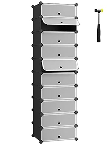 Songmics Schoenenkast transparant/zwart - (B)43 x (H)173 x (D)31 cm