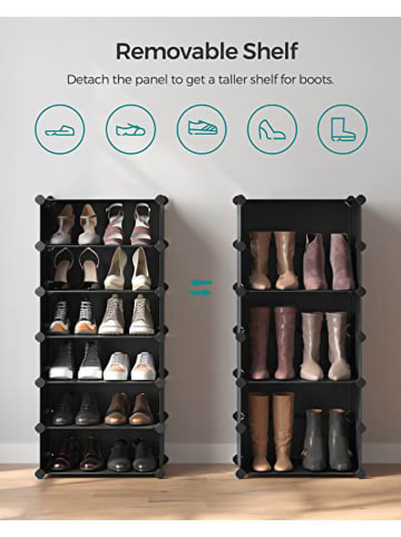 Songmics Schoenenkast transparant/zwart - (B)43 x (H)173 x (D)31 cm