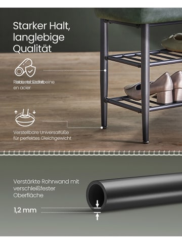 Songmics Schuhbank in Grün/ Schwarz - (B)80 x (H)50 x (T)30 cm