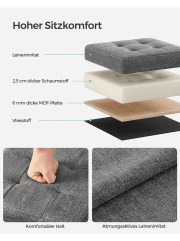 Songmics Aufbewahrungshocker in Grau - (B)30 x (H)30 x (T)30 cm