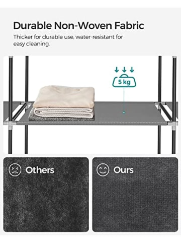 Songmics Kledingkast grijs - (B)150 x (H)175 x (D)45 cm