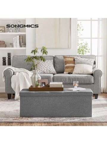 Songmics Ławka w kolorze jasnoszarym ze schowkiem - 110 x 38 x 38 cm