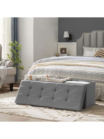 Songmics Ławka w kolorze jasnoszarym ze schowkiem - 110 x 38 x 38 cm