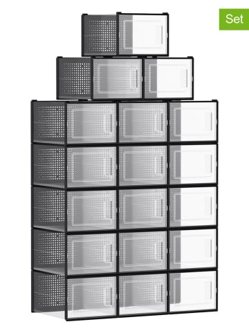 Songmics Pudełka (18 szt.) w kolorze czarnym na buty - 25,2 x 19 x 35 cm