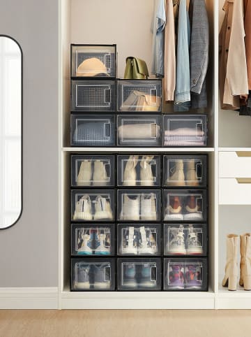 Songmics 18-delige set: schoenenboxen transparant/zwart - (B)25,2 x (H)19 x (D)35 cm