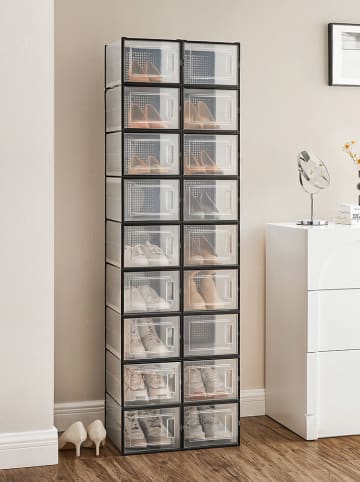 Songmics 18-delige set: schoenenboxen transparant/zwart - (B)25,2 x (H)19 x (D)35 cm