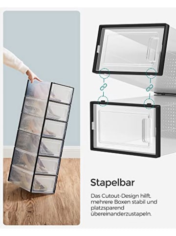 Songmics 18-delige set: schoenenboxen transparant/zwart - (B)23 x (H)14 x (D)33,3 cm