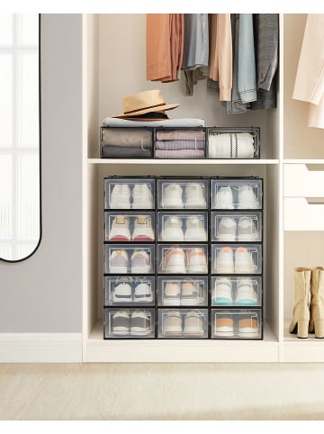 Songmics 18-delige set: schoenenboxen zwart - (B)23 x (H)14,3 x (D)33,5 cm