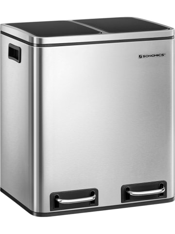 Songmics Pedaalemmer zilverkleurig/zwart - (B)41 x (H)47 x (D)31,5 cm