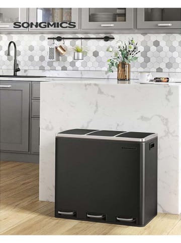 Songmics Kosz w kolorze srebrno-czarnym na śmieci - 61 x 55,5 x 31,5 cm