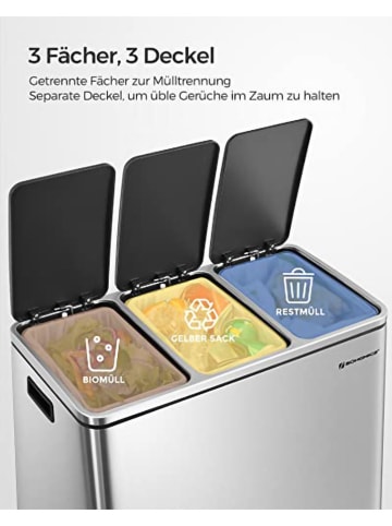 Songmics Kosz w kolorze srebrno-czarnym na śmieci - 61 x 55,5 x 31,5 cm