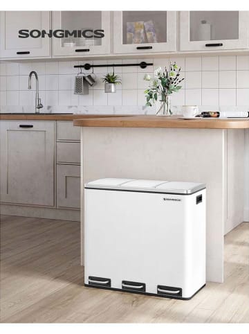 Songmics Mülleimer in Weiß/ Silber- (B)61 x (H)55,5 x (T)31,5 cm