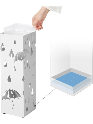 Songmics Stojak w kolorze białym na parasole - 15,5 x 49 x 15,5 cm