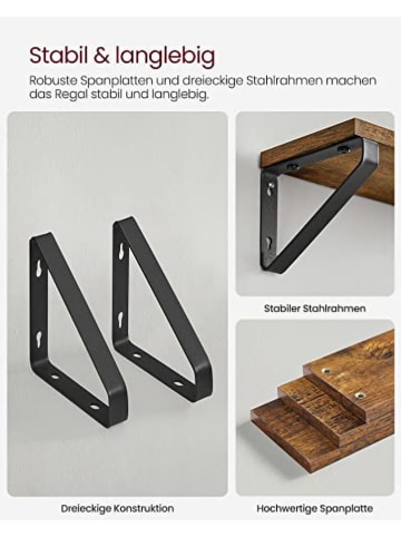 Songmics 3-delige set: wandmeubels bruin/zwart