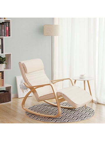 Songmics Schaukelstuhl in Beige/ Hellbraun - (B)84 x (H)121,5 x (T)67 cm