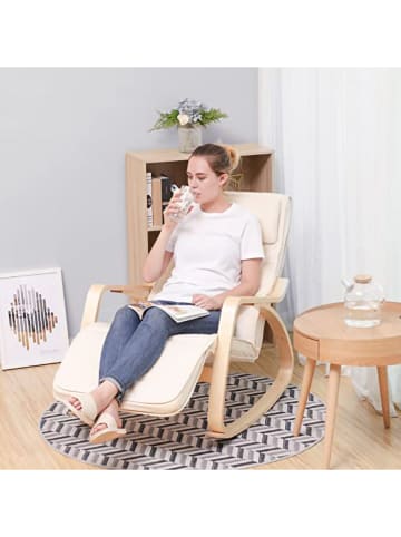 Songmics Schaukelstuhl in Beige/ Hellbraun - (B)84 x (H)121,5 x (T)67 cm