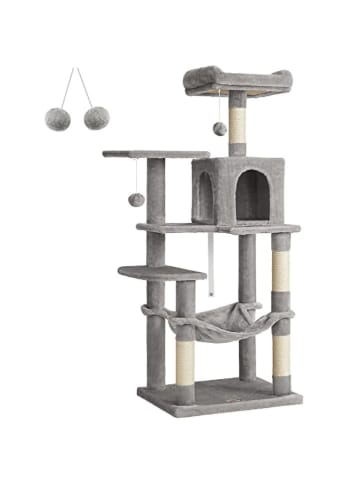 Songmics Kratzbaum in Hellgrau/ Creme - (B)55 x (H)143 x (T)45 cm