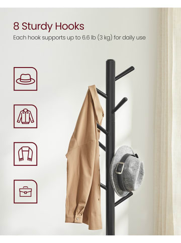 Songmics Wieszak stojący w kolorze czarnym - wys. 174,5 cm