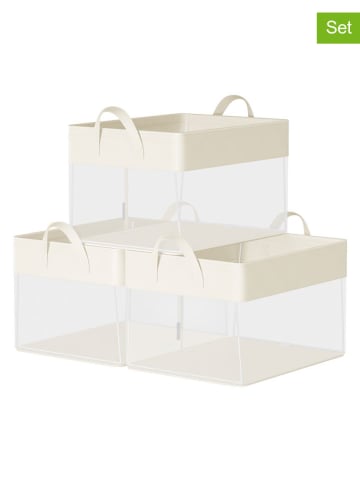 Songmics Pudełka (3 szt.) w kolorze kremowym - 40 x 25 x 30 cm