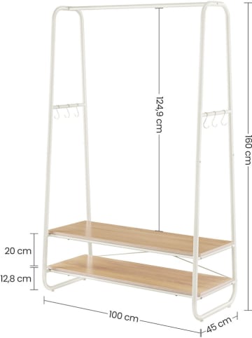 Songmics Kleiderständer in Weiß/ Hellbraun - (B)100 x (H)160 x (T)45 cm